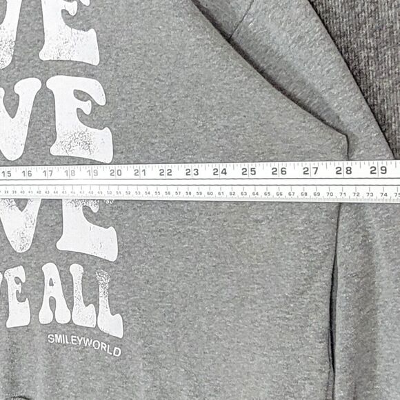 Smiley World Sweatshirt Womens XXL Gray Love Above All Oversized Crop Fleece - Picture 5 of 9